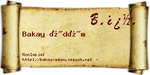 Bakay Ádám névjegykártya